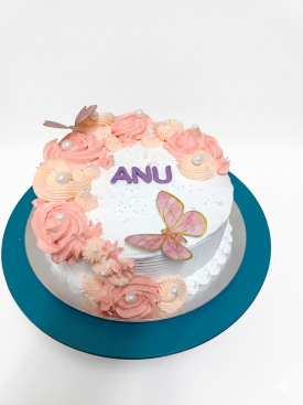 Butterfly Floral Cream Cake