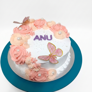 Butterfly Floral Cream Cake