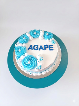 Blue Floral Cream Cake