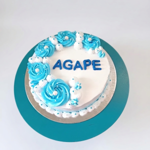 Blue Floral Cream Cake
