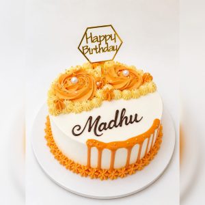 Designer cream birthday cake