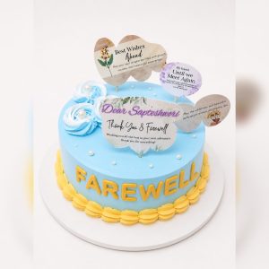 Customized fresh cream farewell cake